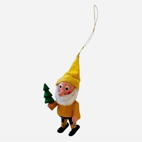 Vintage Wood Santa Christmas Ornament Dwarf Caring the Tree Xmas Ornament Decor - Picture 2 of 3